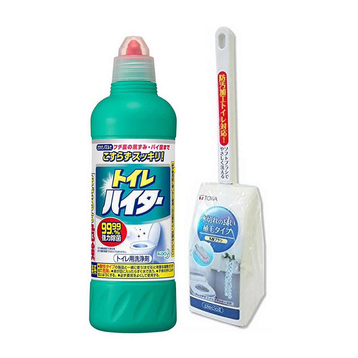 Combo Cây cọ vệ sinh sạch sẽ có hộp bảo quản + tặng lọ vệ sinh bồn cầu - Hàng nội địa Nhật