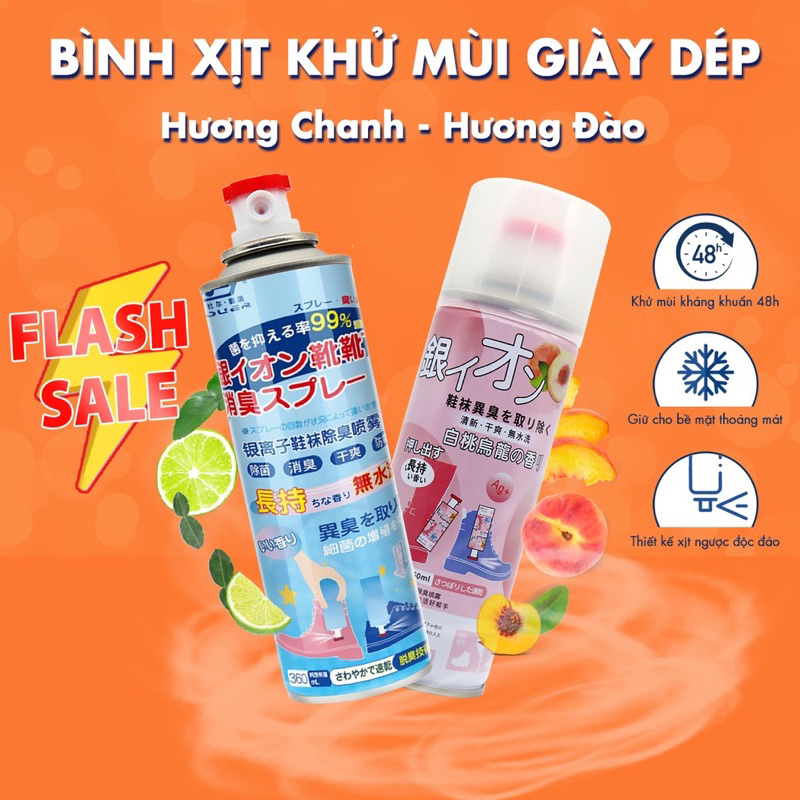 Lọ/Bình/Chai Xịt Khử Mùi Giày Công Nghệ NANO BẠC Mùi Dịu Nhẹ 260ml khử Mùi Hôi Dép Chân Tủ Giày Bình Sịt Khử mùi Giày