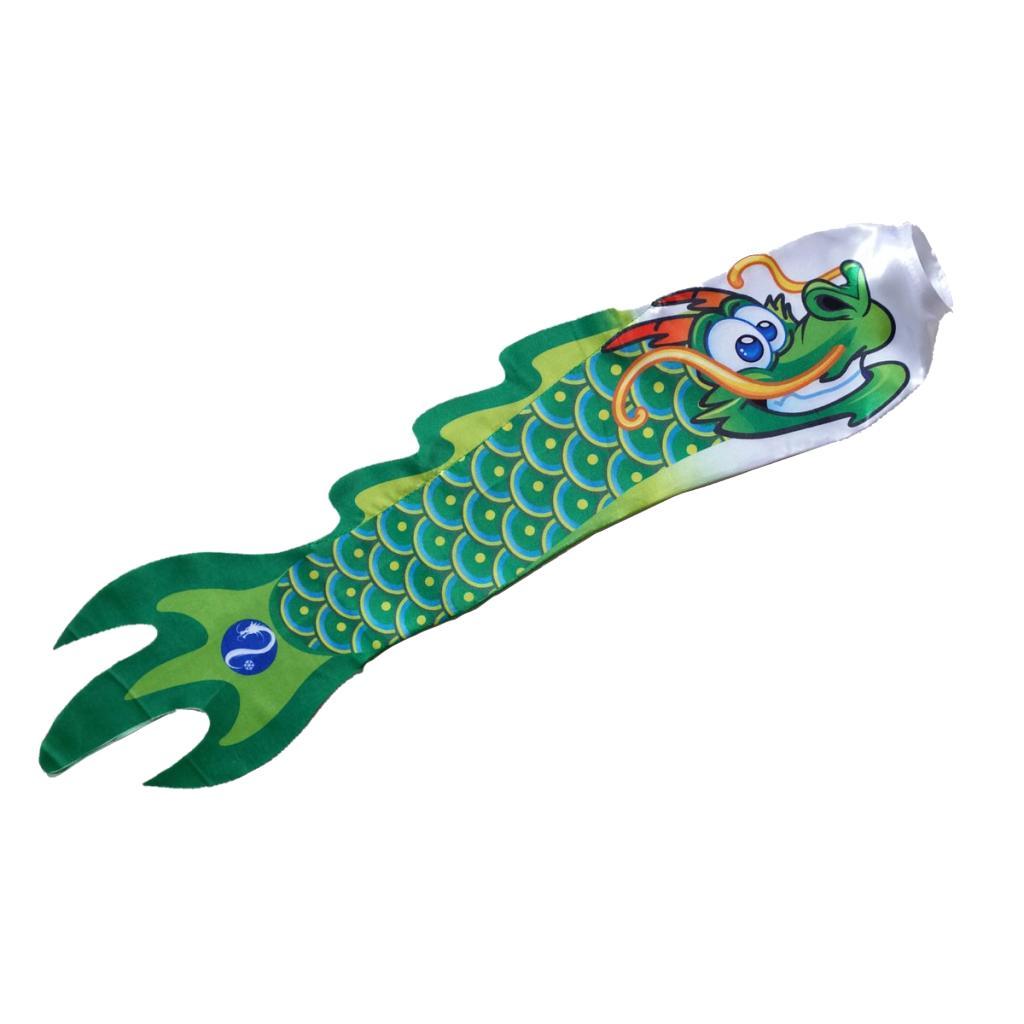 2-4pack Creative Dragon Flag Outdoor Windsock Carp Streamer Hanging Decor Green