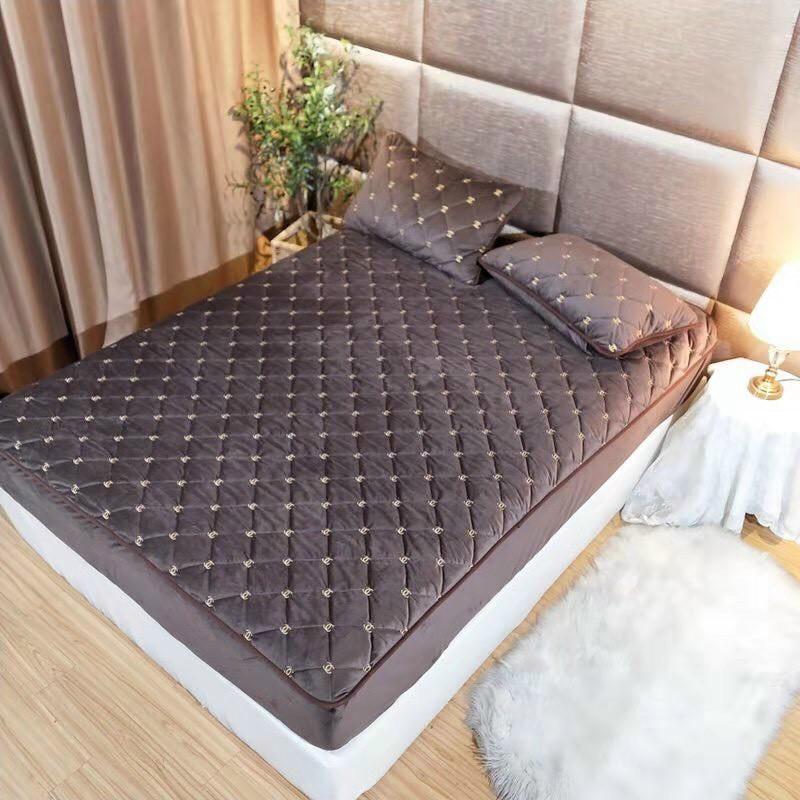 Bộ ga gối nỉ nhung thêu size 1m8*2m