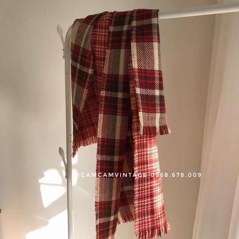 KHĂN QUẢNG CỔ NỮ CHOẢNG CỔ NAM, KHĂN ĐÔI NAM NỮ QUÀ TẶNG MỀM MỊN NHẸ ẤM - CARO ĐỎ