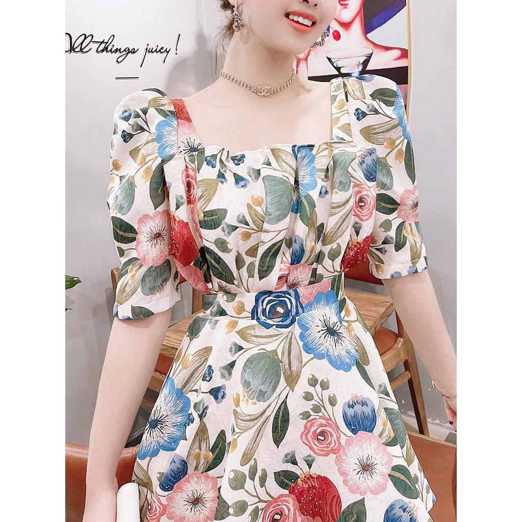 Đầm hoa cổ vuông V1841 - Đẹp Shop DVC