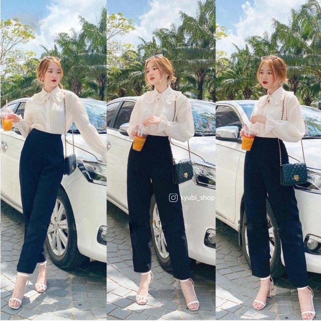 Quần tây baggy nữ Ulzzang Kyubi cạp cao học sinh công sở - Quần pant âu phục đi học đi làm KYUBI JR29