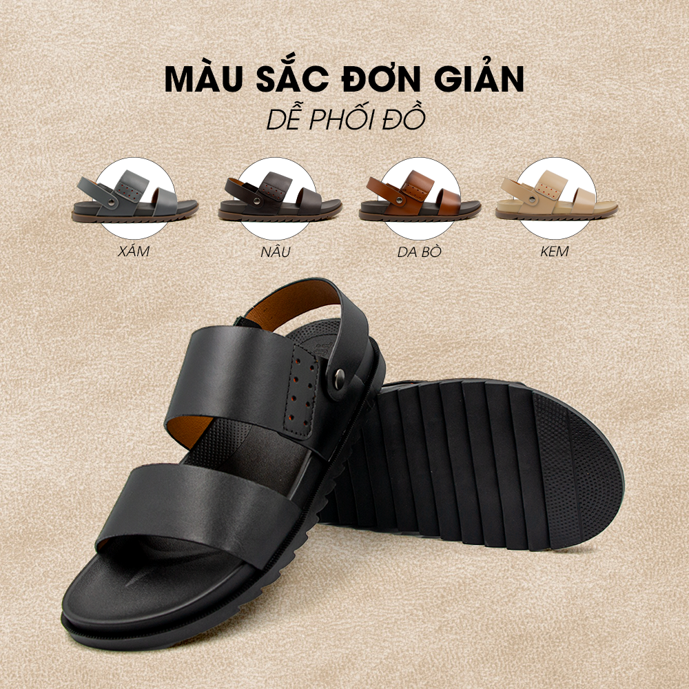 Sandal Tomoyo Da Bò Thật Đế Rãnh Chống Trượt TMS302