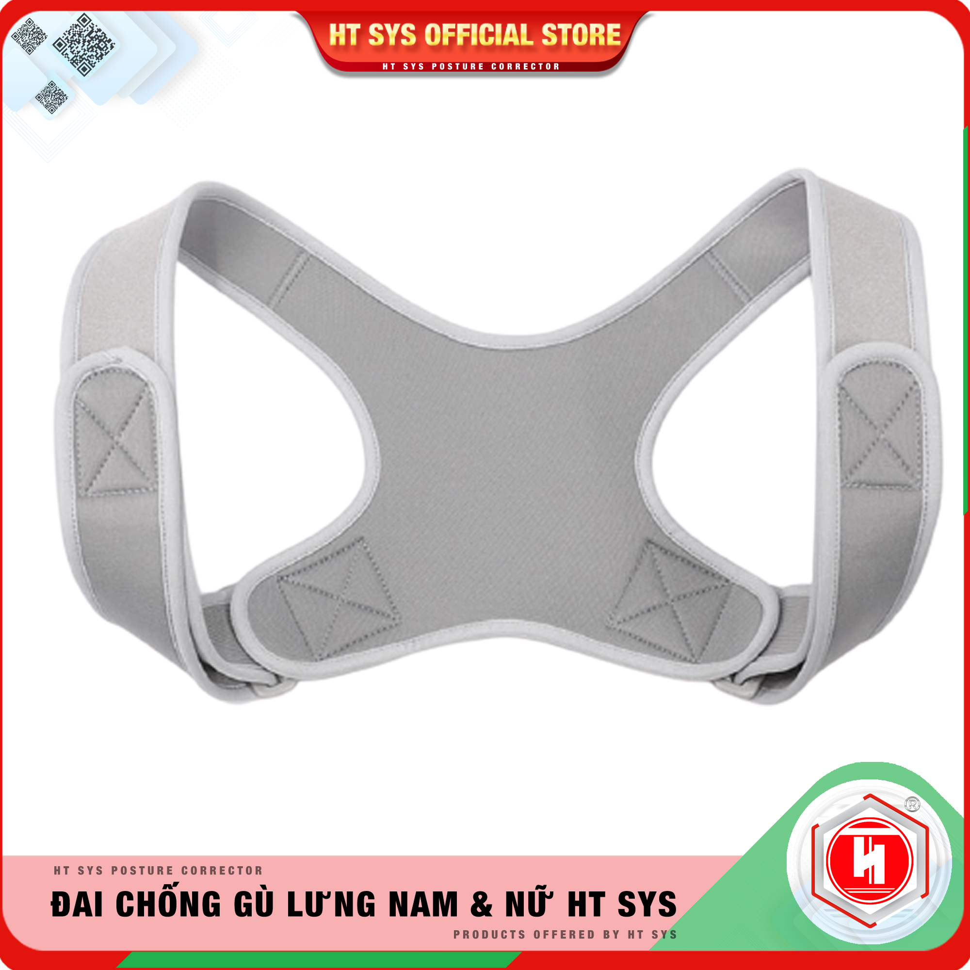 Đai chống gù lưng nam nữ HT SYS -  Đai giúp định hình cột sống - Điều chỉnh tư thế của lưng - Phù Hợp Với Mọi Độ Tuổi - Chữa Hiệu Quả Chứng Gù Lưng, Lưng Tôm, Cong Vẹo Cột Sống