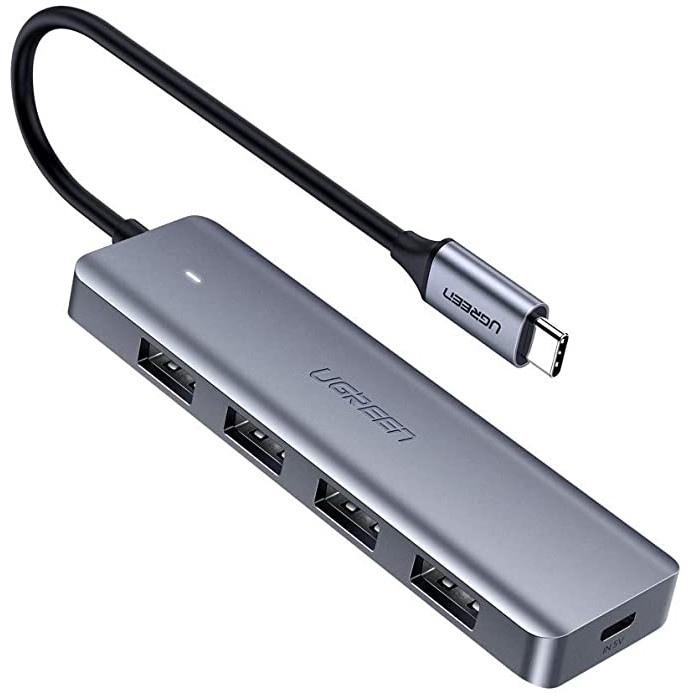 Bộ chuyển đổi USB Type-C sang Hub USB 3.0 4 cổng hỗ trợ cổng nguồn Micro USB 5V UGREEN CM164 70336 - Hàng chính hãng