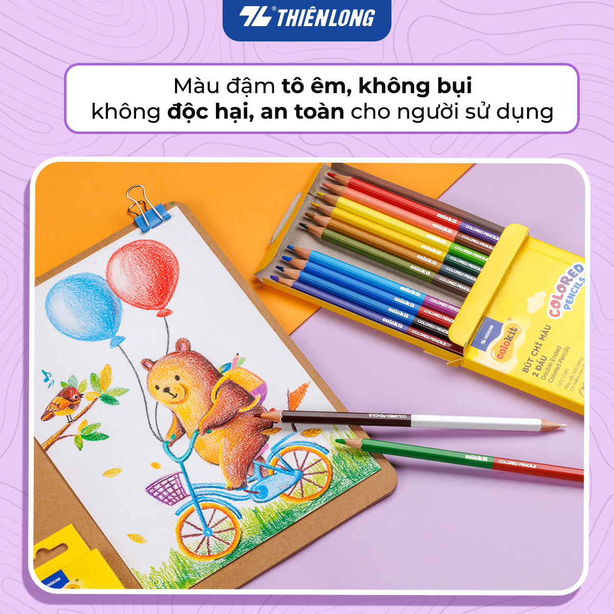 Bút chì 12/24 màu hai đầu - Double Ended Colored Pencils - Thiên Long Colokit