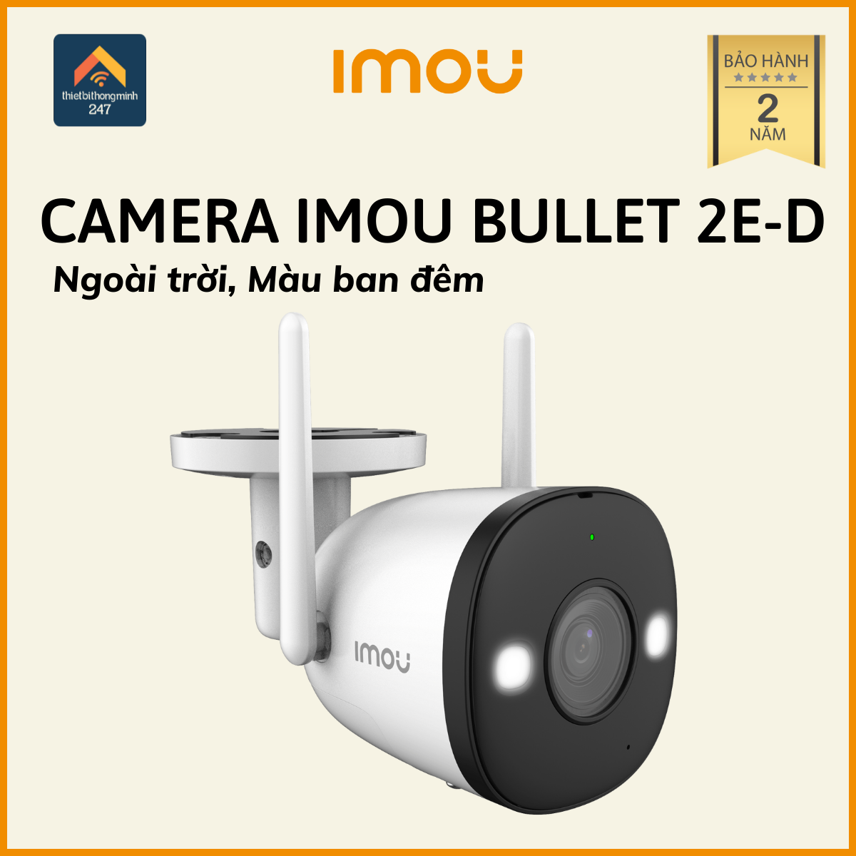 Hàng chính hãng Camera giám sát IMOU Bullet 2E-D F22FP kèm thẻ 32GB Wifi 2MP H264 đàm thoại 2 chiều