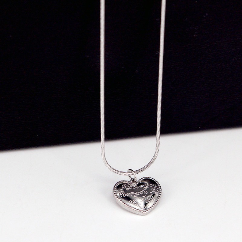 Dây Chuyền Sợi Mì Trái Tim Titan Ko Đen TT 3434 - 1 Cái