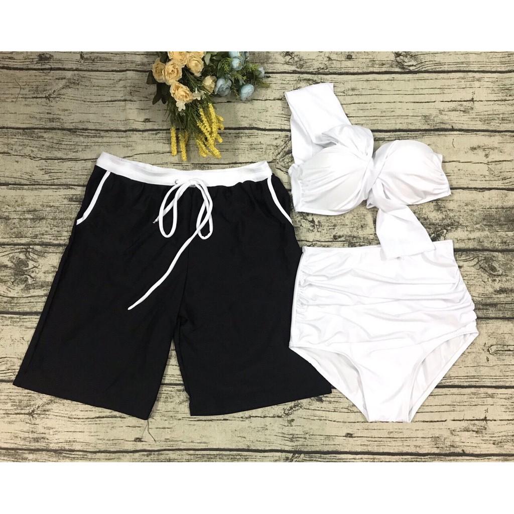 BIKINI, COMBO ĐỒ BƠI CẶP NAM NỮ LIỀN THÂN NÂNG NGỰC BELLA MS90