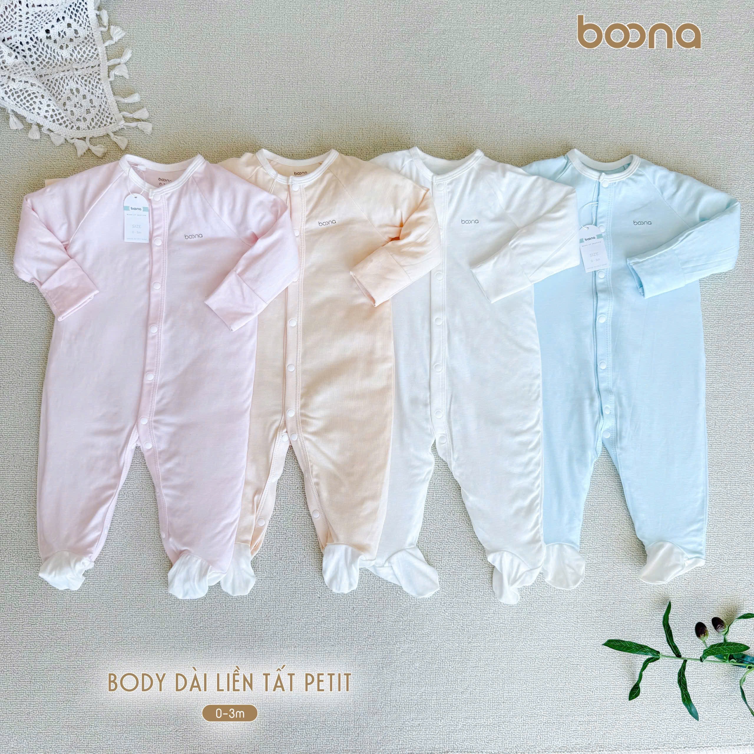Body dài liền tất petit Boona (0-3M)