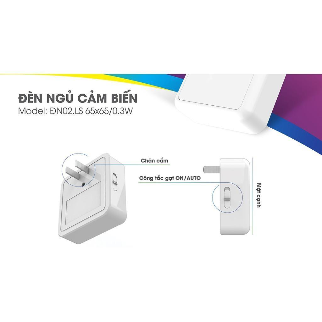Đèn ngủ cảm biến Rạng đông Model: ĐN02.LS 65x65/0.3W