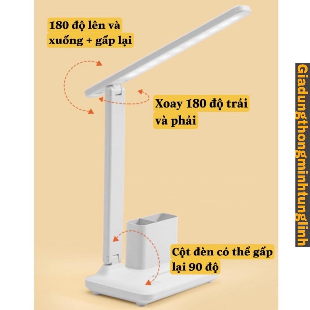 Đèn Học Đèn Đọc Sách Gấp Gọn Kiêm Giá Đỡ Điện Thoại Khay Để Đồ - có tích điện, điều chỉnh độ sáng bảo vệ mắt