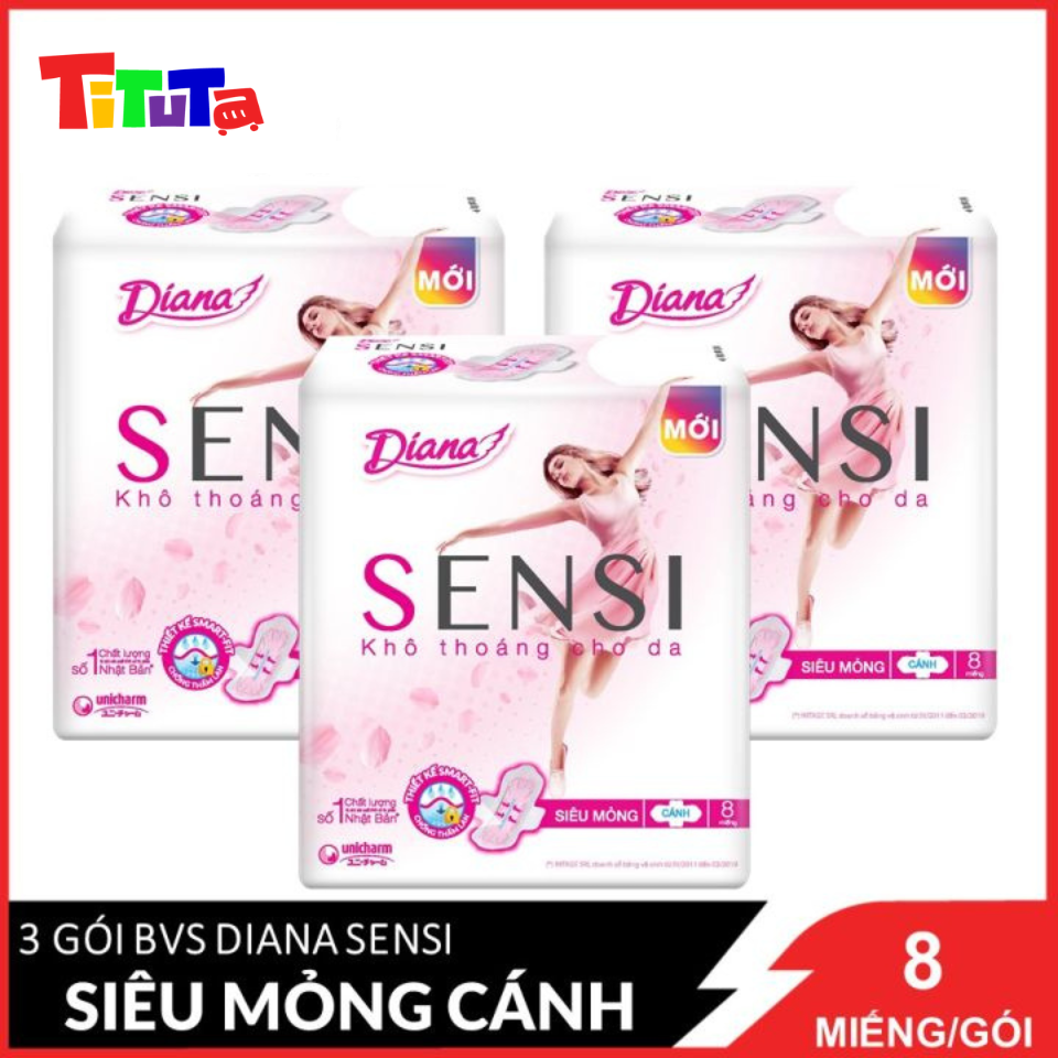 Combo 3 gói Băng vệ sinh Diana Sensi Siêu Mỏng Cánh