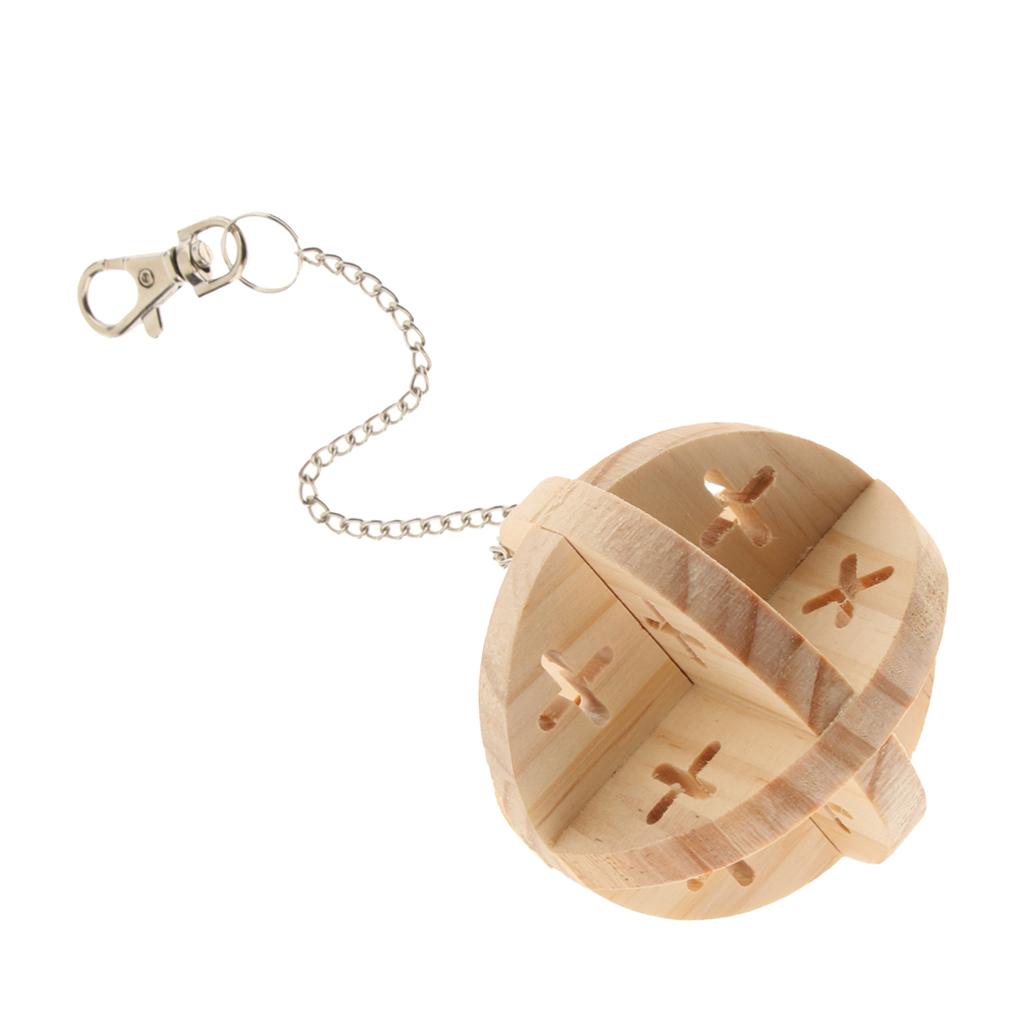 2x Natural Wooden Ball Chew Toy for Bird Parrot Hamster Rabbit Chinchilla