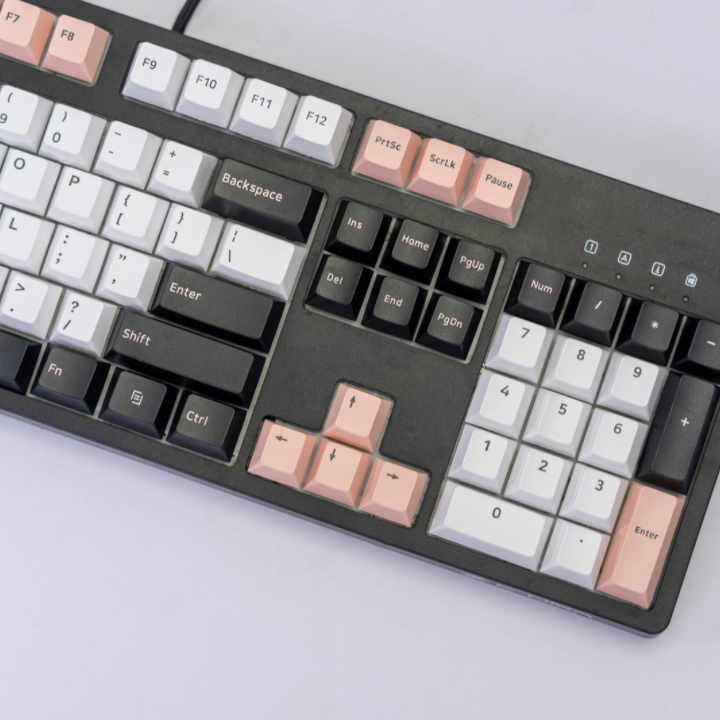 Bộ Keycaps E-Dra White Olivia PBT Doubleshot 1.5mm - Cherry Profile - 166 nút tương thích mọi Layout (Hồng-Trắng) EKC7102