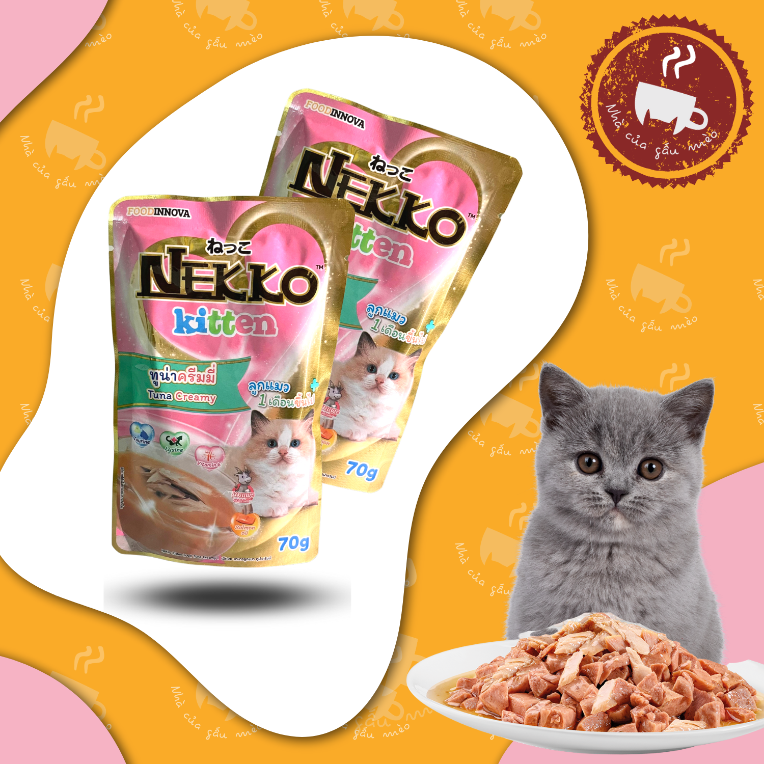 Pate NEKKO Kitten creamy cho mèo con - dành cho Mèo con từ 1-12 tháng tuổi 70g (vị mới)