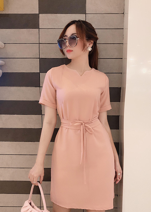 Đầm Suông Công Sở Thắt Dây Eo
