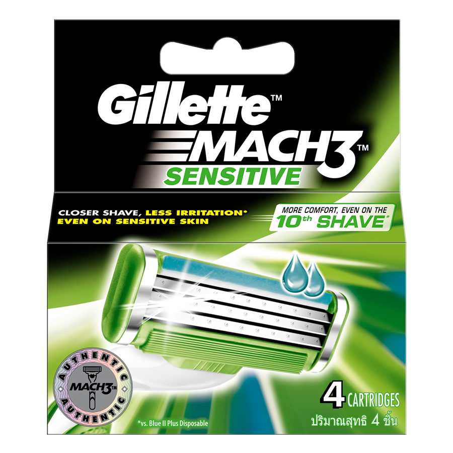 Lưỡi Dao Cạo Gillette Mach 3 Sensitive (Hộp 4 Lưỡi)