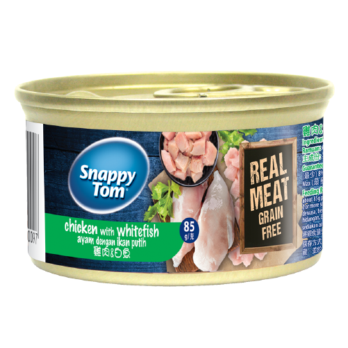 Pate Cho Mèo Snappy Tom Premium Lon 85g, Thức Ăn Cho Mèo Với Thịt Và Nước Sốt Thơm Ngon, Nhiều Vị Hấp Dẫn