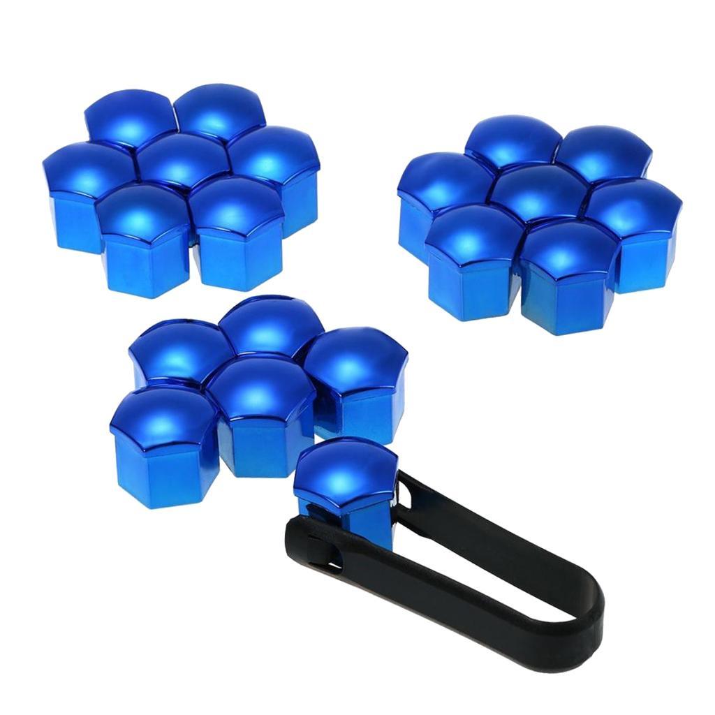 Set of 40, Deep Wheel Lug Auto Hub Tyre Screw Protector Blue + Red