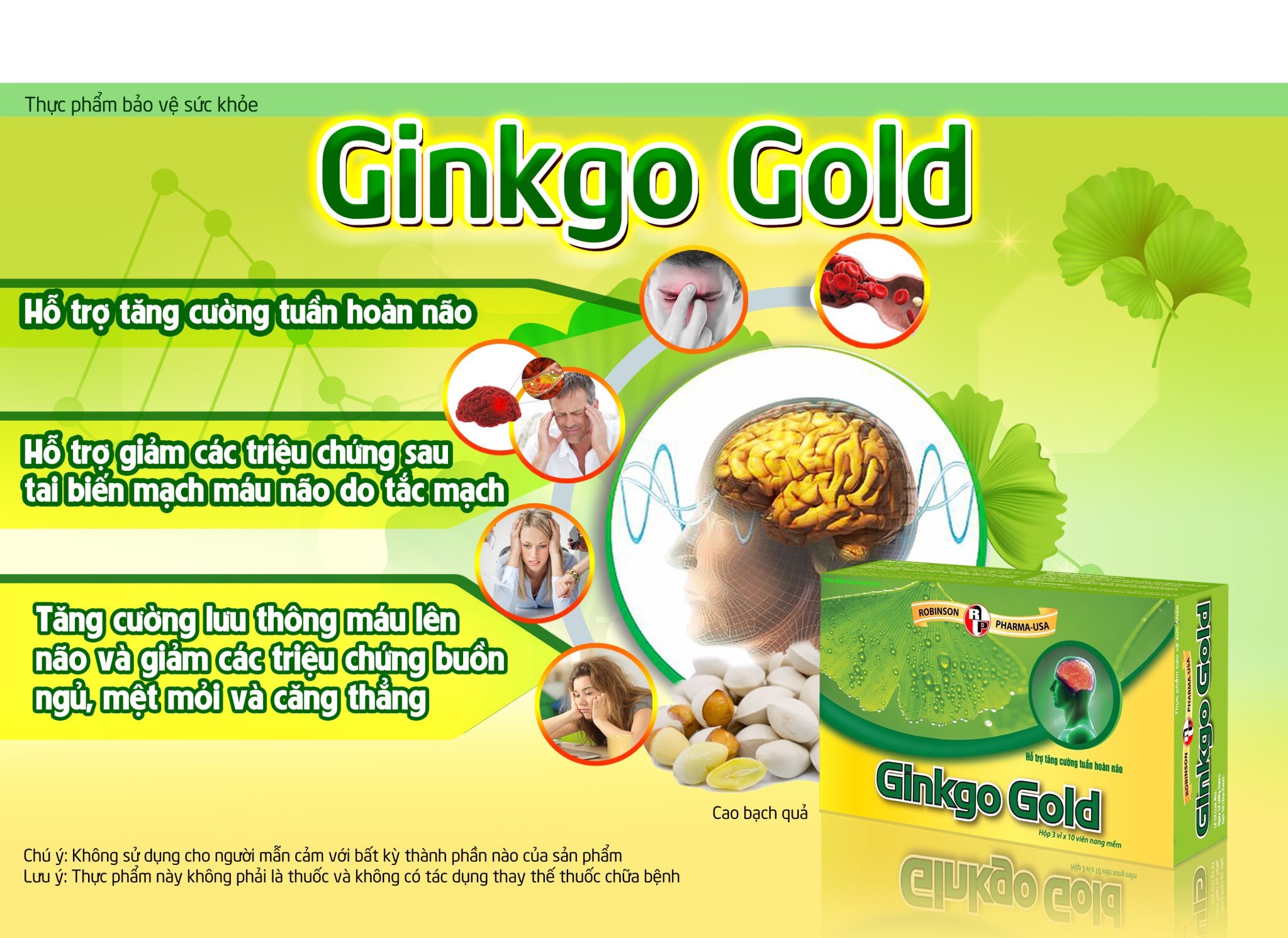 TPCN tăng cường tuần hoàn máu não, giảm nguy cơ lão hóa – GINKGO GOLD – Robinson Pharma USA