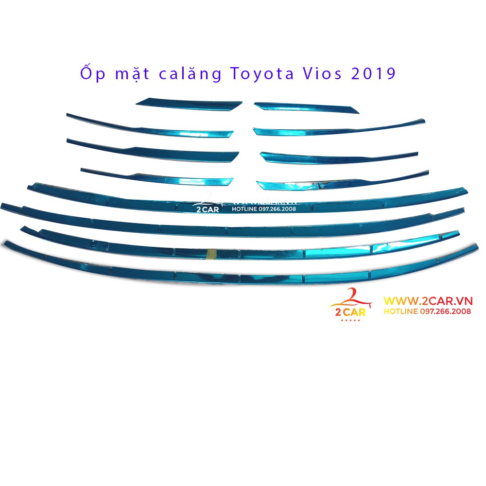 Ốp trang trí mặt ca lăng xe TOYOTA VIOS 2019- 2022, ốp mặt calang, ca lang dưới xe Vios, inox cao cấp