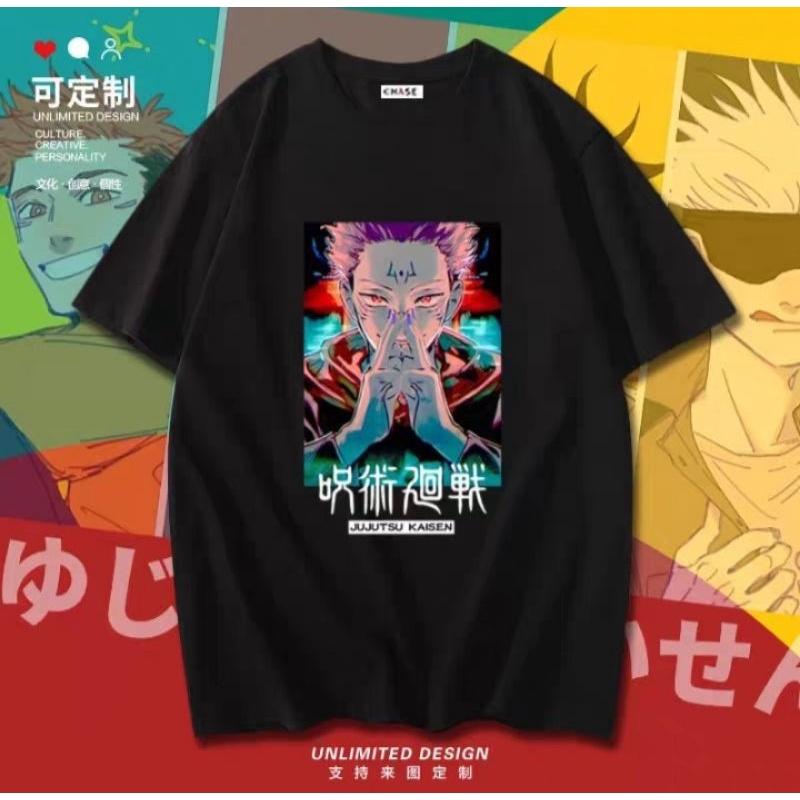 BST Áo Thun Unisex Nam Nữ Đen In Hình Anime Jujutsu Kaisen Gojo Satoru Sukuna siêu phẩm độc chất giá rẻ