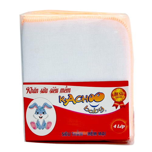 Khăn sữa siêu mềm KACHOOBABY bịch 4 lớp (24x28cm) - 10 cái, mềm mại thấm hút tốt, dùng để lau mặt, quàng cổ, thấm sữa