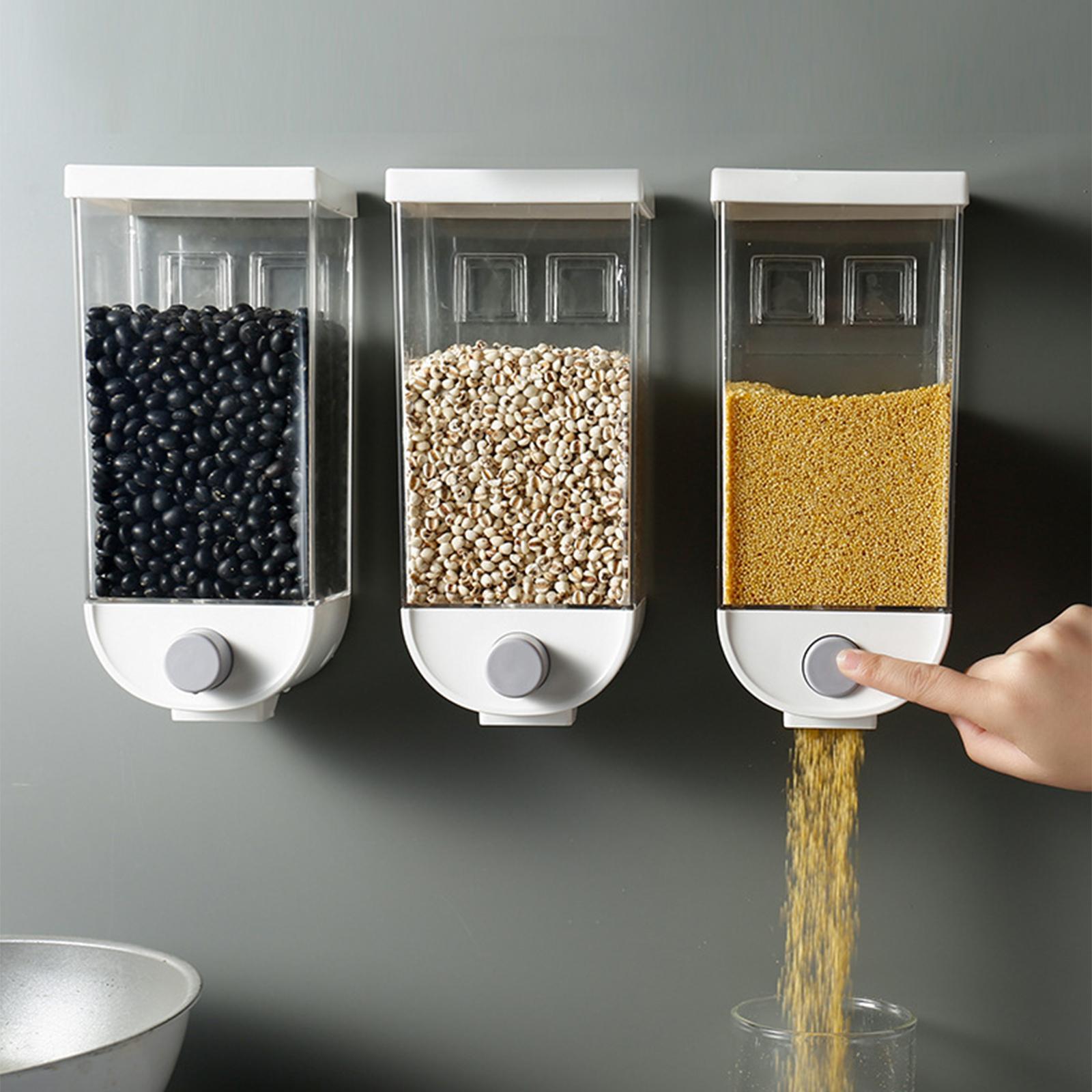 2x Wall-Mounted Food Dispenser Food Storage Container for Grain Rice Food