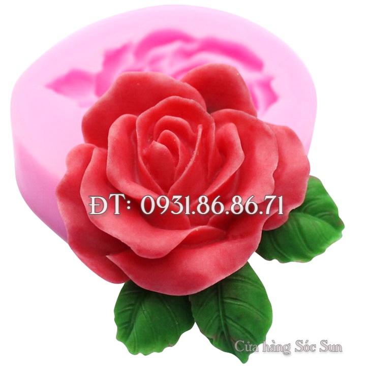 Khuôn silicon hoa hồng 3 lá - Mã số 1706