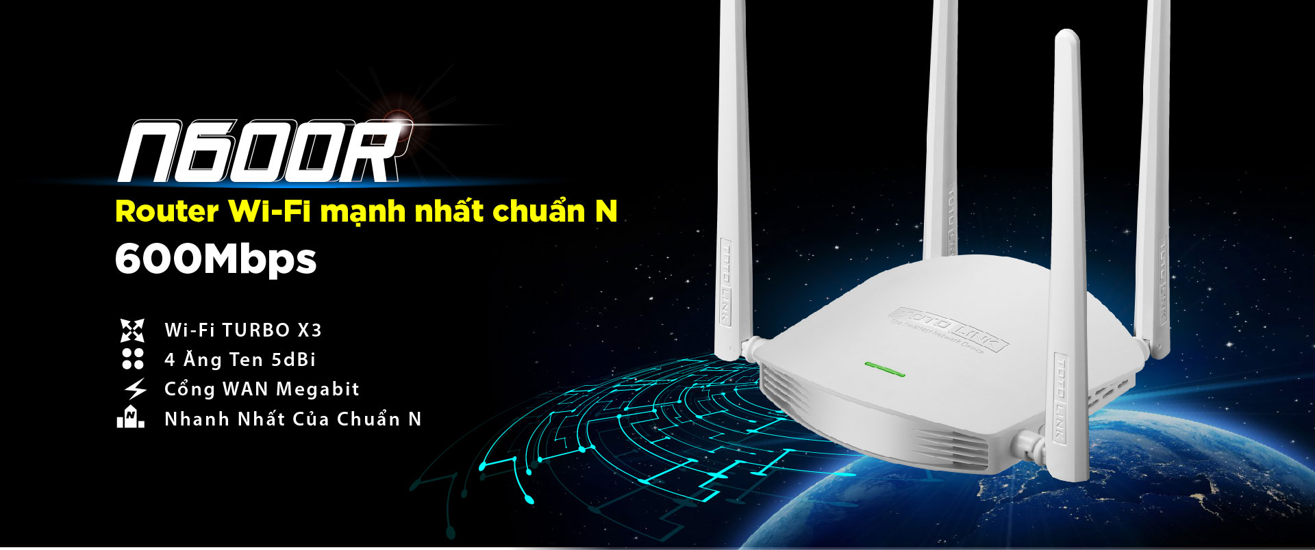 Router Wifi Chuẩn N Totolink N600R 600Mbps - Hàng chính hãng DGW phân phối