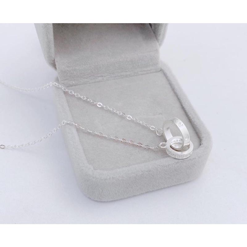 Dây chuyền bạc nữ hình tròn lồng đôi xinh xắn,ảnh thật giá tận xưởng -bạc Npj