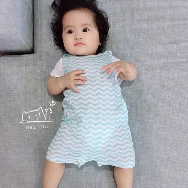 Body kẻ zic zac xanh chất cực mát cho bé trai, bé gái