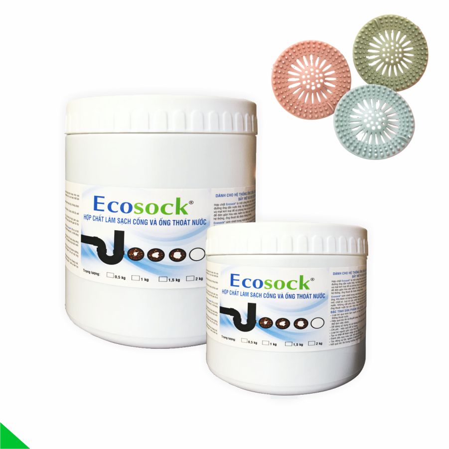 EcoClean ECOSOCK - Thông Tắc TỨC THỜI, Phân Hủy Tóc, Dầu Mỡ, Thức Ăn, Chất Thải - Hộp 500 gr