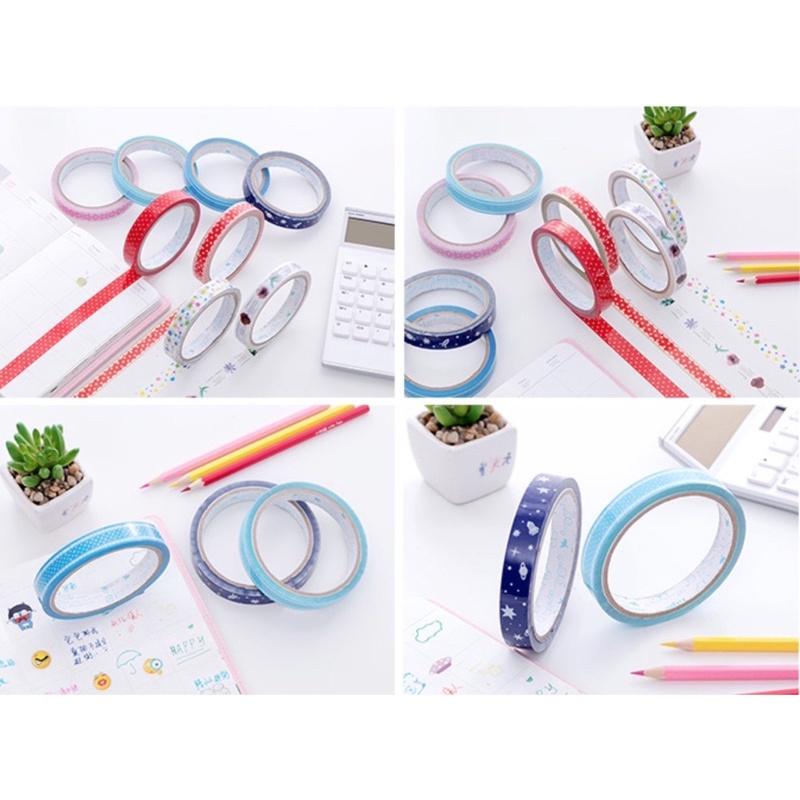 Cuộn Băng Dính Washi nhiều mẫu Dùng Trang Trí Tiện Dụng