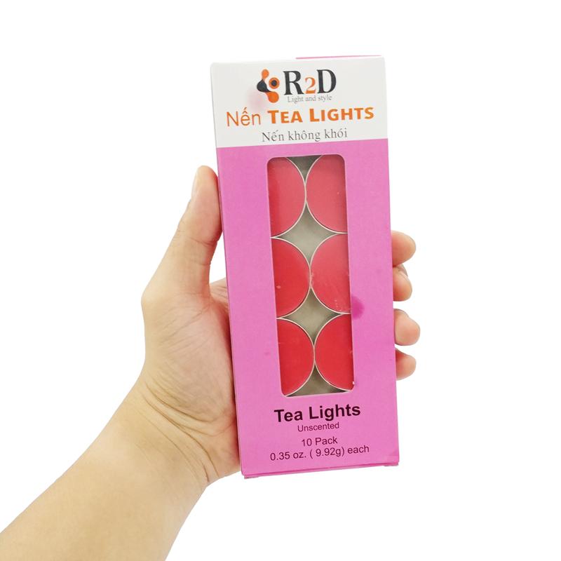 Hộp 10 Nến Không Khói Tealight Candle R2D - Màu Đỏ