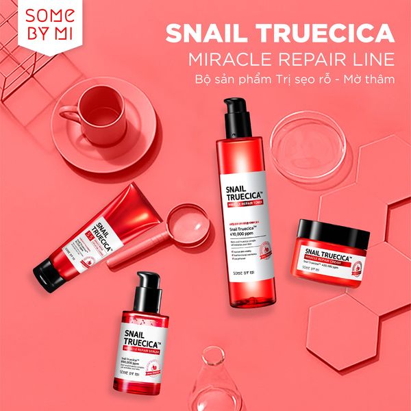 Bộ 4 Sản Phẩm Dưỡng Phục Hồi Da, Cải Thiện Sẹo Lõm Some By Mi Snail Truecica Miracle Repair + Tặng 1 Mặt Nạ Sexylook