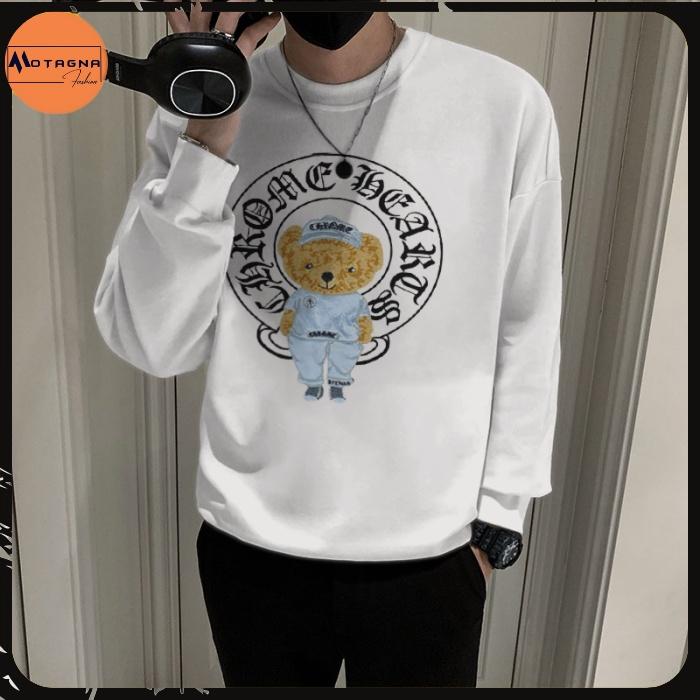 Áo sweater nam tay dài, Áo nỉ cao cấp chất đẹp mịn in Gấu CH dễ thương mã NZ816