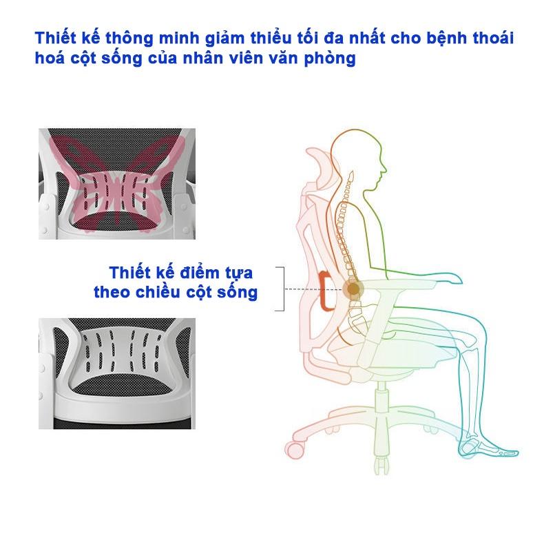 Ghế văn phòng chân xoay có bánh xe chống thoái hoá cột sống và vai gáy thông minh, Ghế làm việc văn phòng
