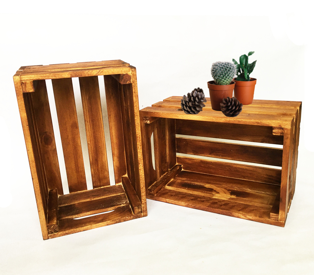 Thùng pallet gỗ thông đựng đồ trang trí homestay- Kệ decor đa năng