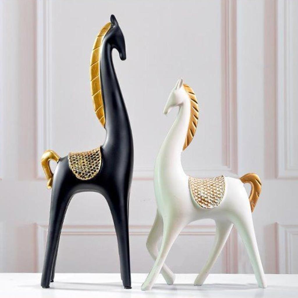 2x Animal Statue Resin Figurine Sculpture Home Ornament