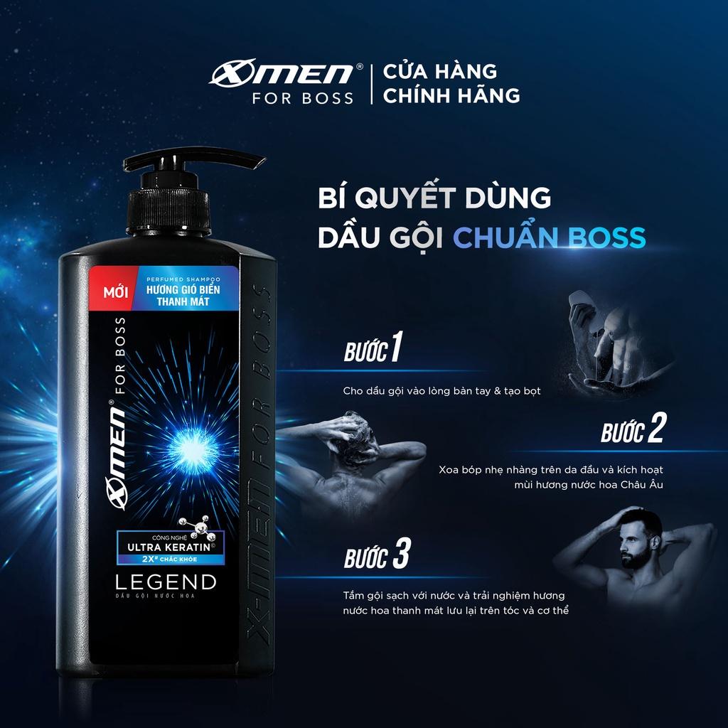 Dầu gội X-Men for Boss hương gió biển thanh mát Legend với Ultra Keratin 850g