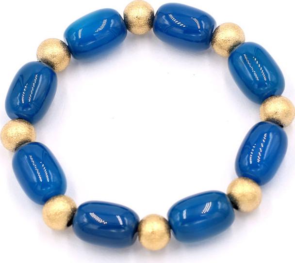 Vòng tay thạch anh xanh dương bầu 14mm VTAXDBNHVT1 - hợp mệnh Thủy, mệnh Mộc