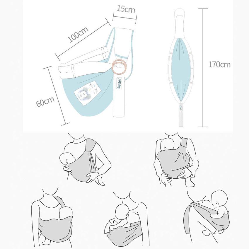 Mới Hoạt Hình Trẻ Em Sling Bọc Đầm Trẻ Em Điều Dưỡng Papoose Túi Trước Mang Theo Cho Trẻ Sơ Sinh Em Bé Có Thể Điều Chỉnh