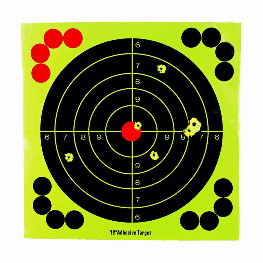 10 Sheets 12x12inch Splatter Self Adhesive Targets - Bright Fluorescent Yellow - Great for Outdoor Target Hunting Accessories