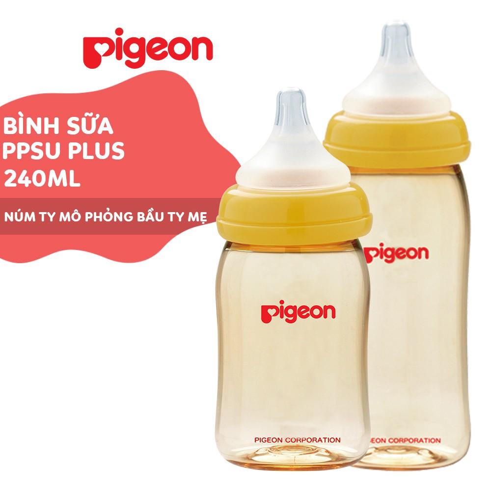 Bình sữa cổ rộng PPSU Plus Pigeon 160ml/ 240ml