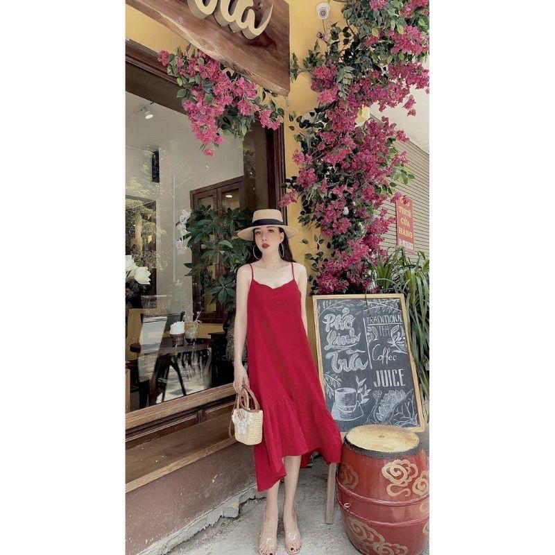 Váy đầm bầu 2 dây dễ thương mặc cực mát 40-68kg