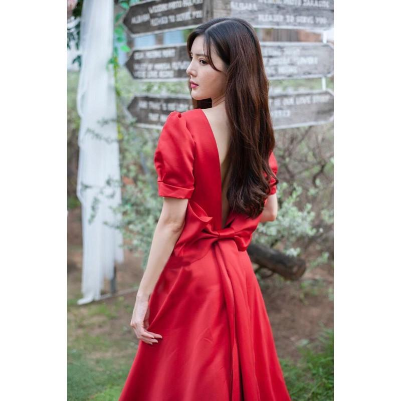 ĐẦM MAXI TAY PHỒNG HỞ NƠ LƯNG GỢI CẢM - CÓ SIZE M/L ĐẾN 57KG - MS114YMM MM