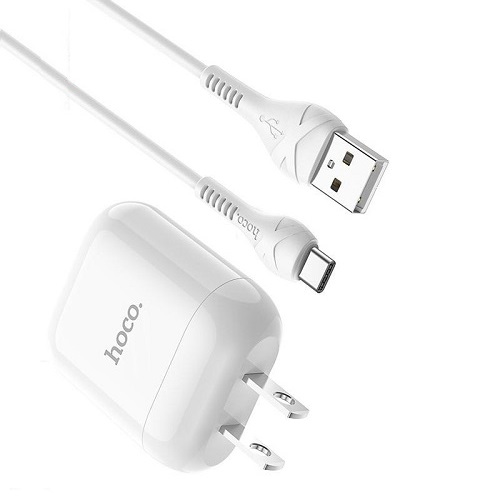 Bộ sạc nhanh 1 cổng Hoco HK2 tích hợp dây sạc Type-C hỗ trợ truyền tải dữ liệu dài 1m - Hàng chính hãng